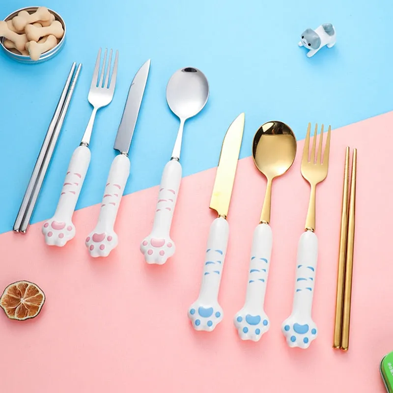 Kawaii Paw Cutlery Set