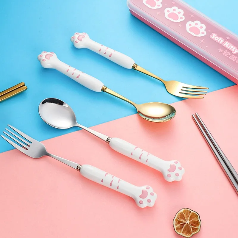 Kawaii Paw Cutlery Set