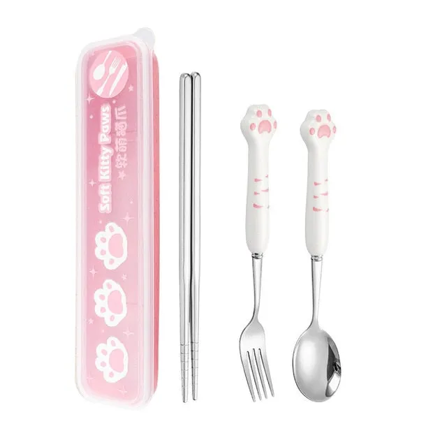 Kawaii Paw Cutlery Set