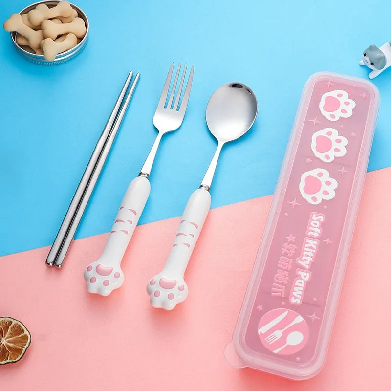 Kawaii Paw Cutlery Set