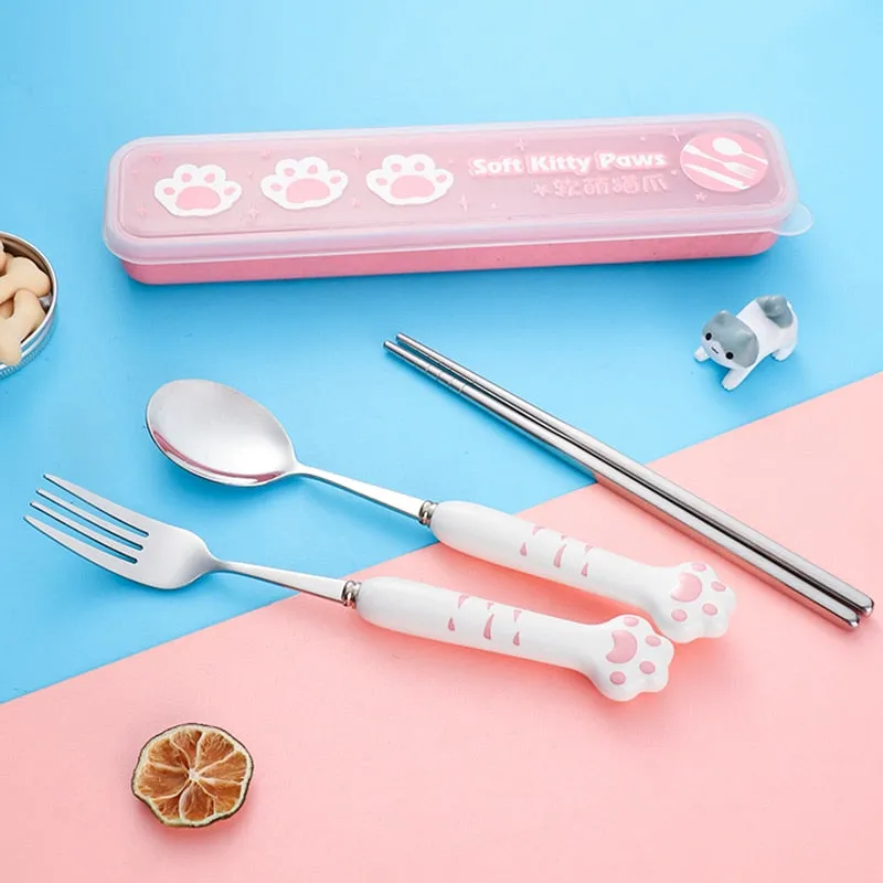 Kawaii Paw Cutlery Set