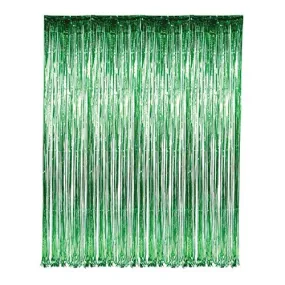 Kicko Green Foil Fringe Curtain - 3 X 8 Feet - 36 X 96 Inches Metallic Panels