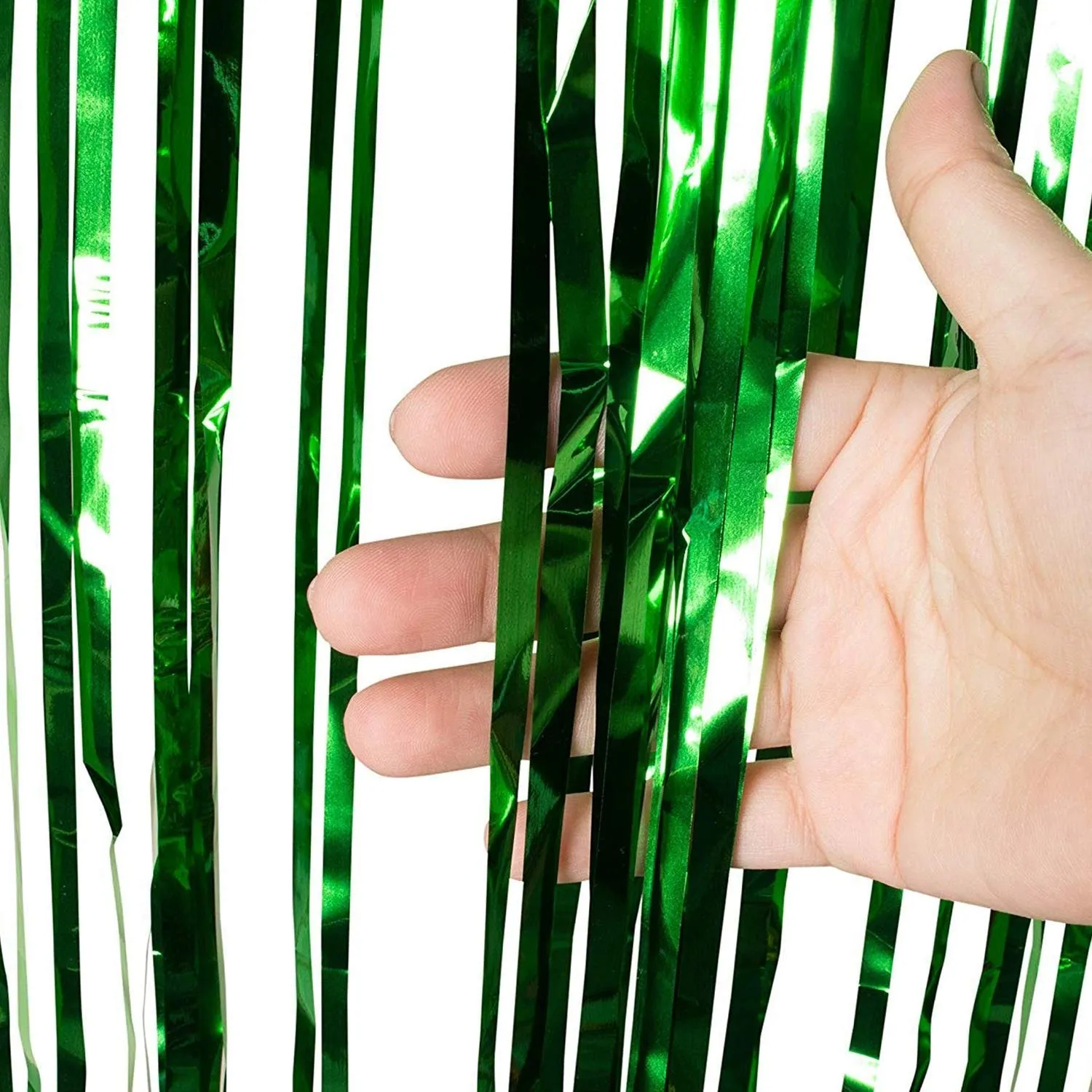 Kicko Green Foil Fringe Curtain - 3 X 8 Feet - 36 X 96 Inches Metallic Panels