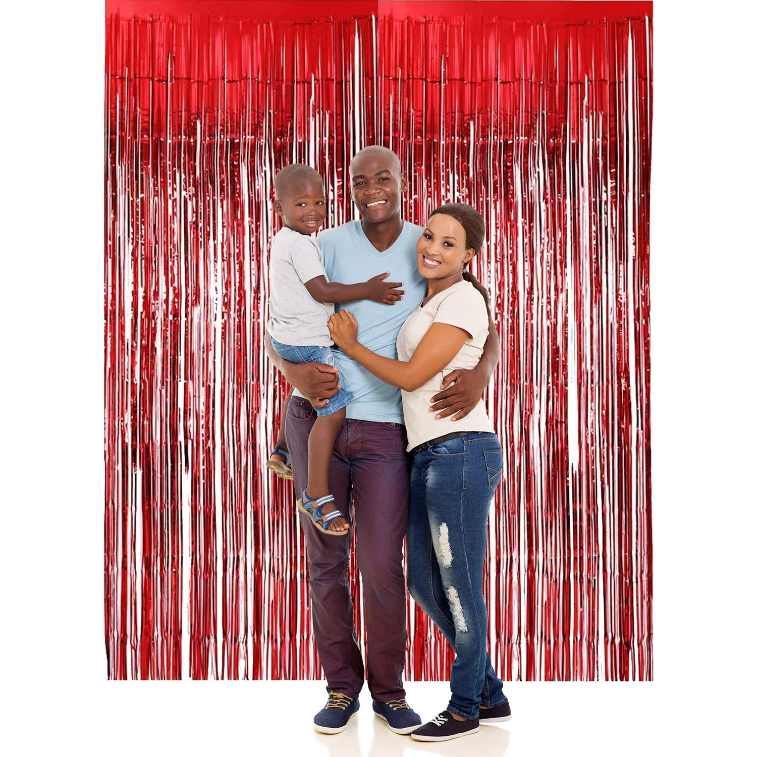 Kicko Red Foil Fringe Curtain  3 X 8 Feet - 36 X 96 Inches Metallic Panels