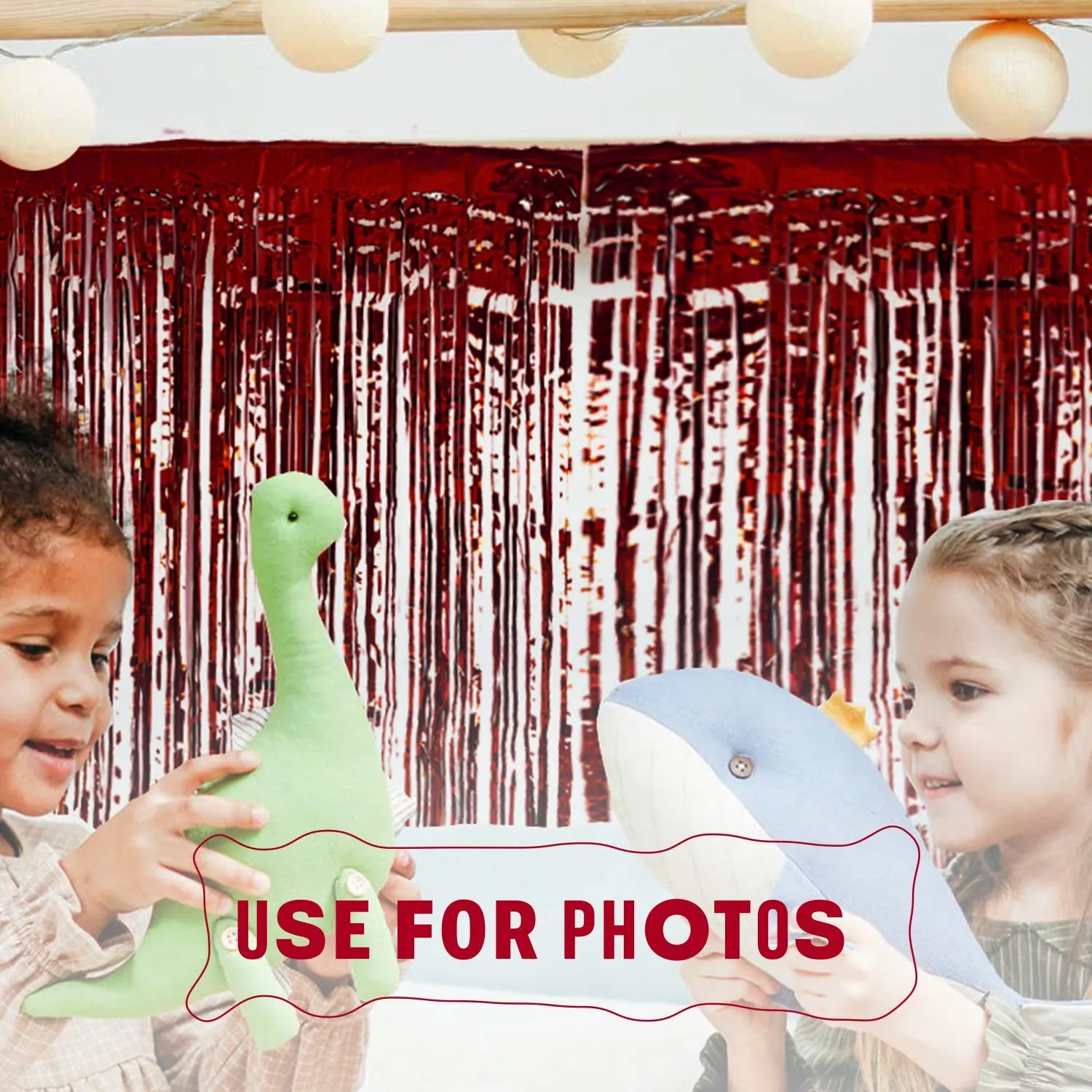 Kicko Red Foil Fringe Curtain  3 X 8 Feet - 36 X 96 Inches Metallic Panels