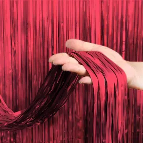 Kicko Red Foil Fringe Curtain  3 X 8 Feet - 36 X 96 Inches Metallic Panels