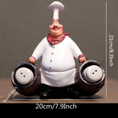 Kitchen French Chef Wine Opener,Bottle Opener,Salt And Pepper Holder,Figurines Statues