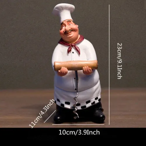 Kitchen French Chef Wine Opener,Bottle Opener,Salt And Pepper Holder,Figurines Statues