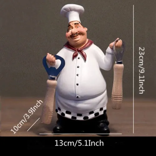Kitchen French Chef Wine Opener,Bottle Opener,Salt And Pepper Holder,Figurines Statues