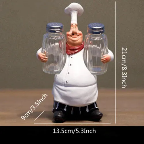 Kitchen French Chef Wine Opener,Bottle Opener,Salt And Pepper Holder,Figurines Statues