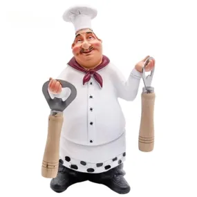 Kitchen French Chef Wine Opener,Bottle Opener,Salt And Pepper Holder,Figurines Statues