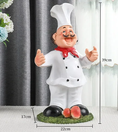 Kitchen French Chef Wine Rack Cup and Menue Holders Figurines Statues