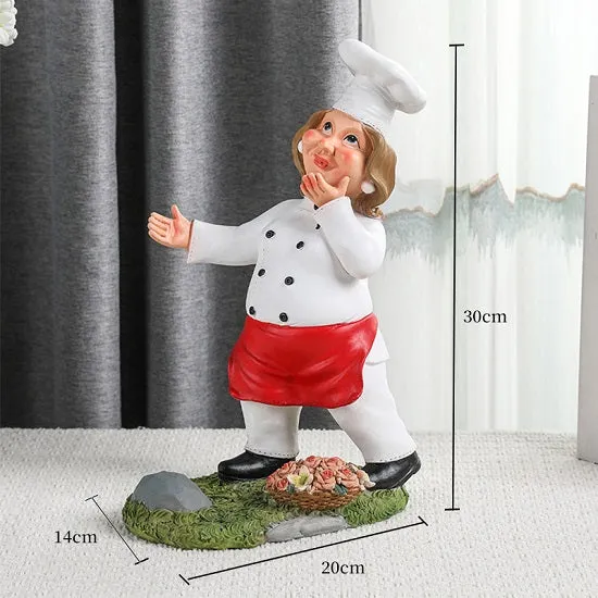 Kitchen French Chef Wine Rack Cup and Menue Holders Figurines Statues