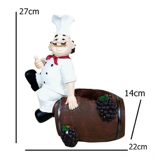Kitchen French Chef Wine Rack Holders Figurines Statues