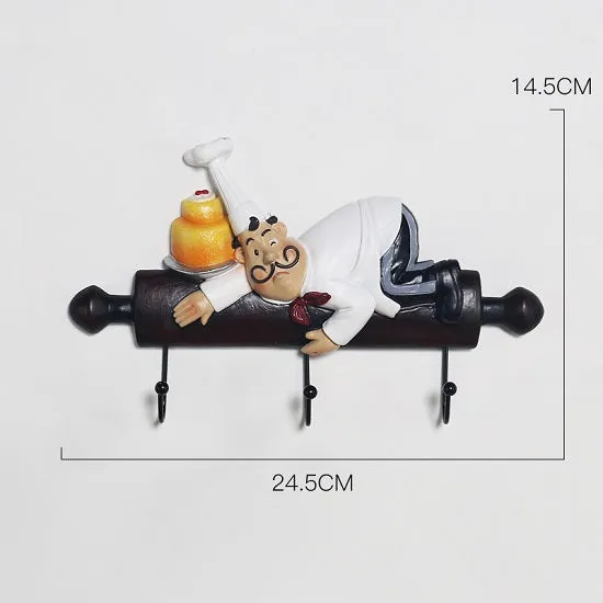 Kitchen French Chefs Hooks for Kitchen Towels and Dishes Figurines Statues