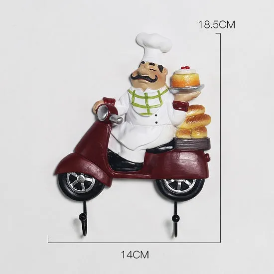 Kitchen French Chefs Hooks for Kitchen Towels and Dishes Figurines Statues