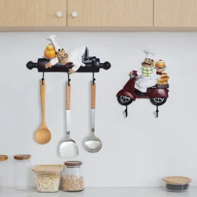 Kitchen French Chefs Hooks for Kitchen Towels and Dishes Figurines Statues