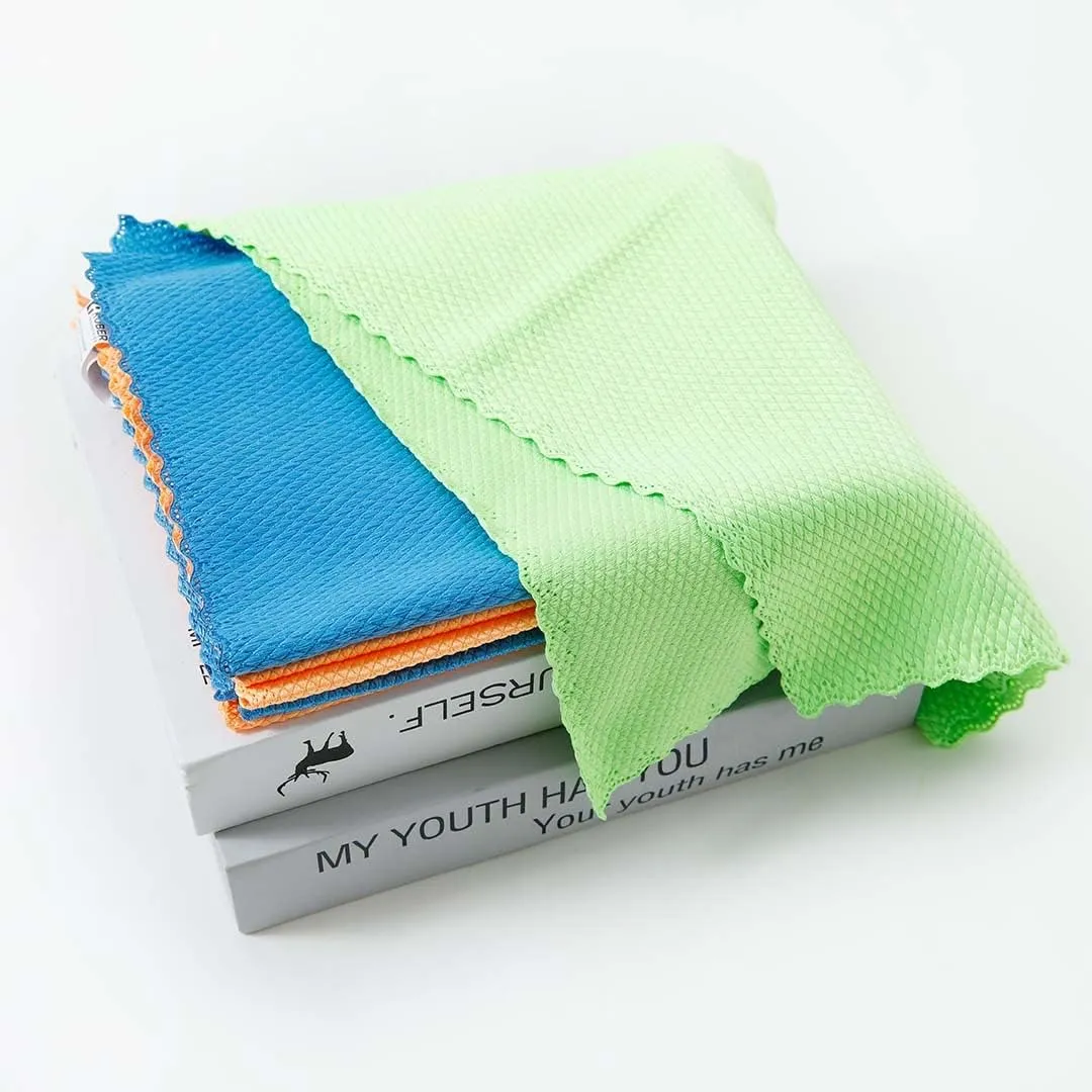 Kuber Industries Pack of 4 Scrubber for Kitchen|Multi-Purpose Microfiber Kitchen Cleaning Cloth with Fish Scales|Glass Cleaning Cloth|Polishing & Scrubbing|Scratcher & Lint Free |YLG4041|Multicolor