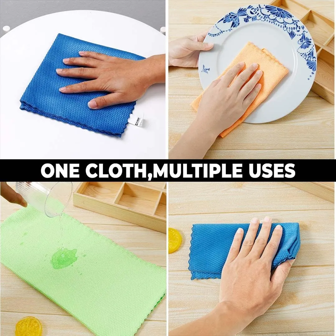 Kuber Industries Pack of 4 Scrubber for Kitchen|Multi-Purpose Microfiber Kitchen Cleaning Cloth with Fish Scales|Glass Cleaning Cloth|Polishing & Scrubbing|Scratcher & Lint Free |YLG4041|Multicolor