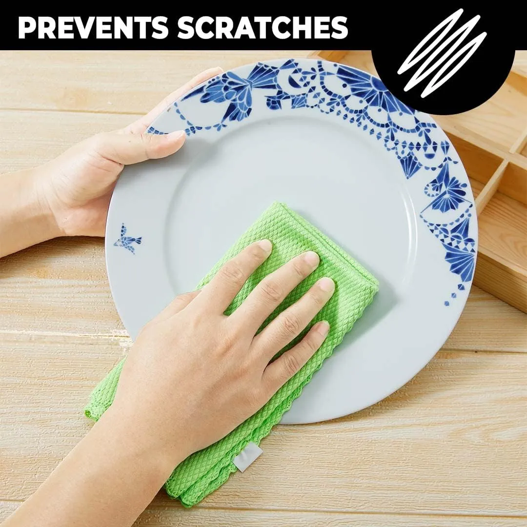 Kuber Industries Pack of 4 Scrubber for Kitchen|Multi-Purpose Microfiber Kitchen Cleaning Cloth with Fish Scales|Glass Cleaning Cloth|Polishing & Scrubbing|Scratcher & Lint Free |YLG4041|Multicolor
