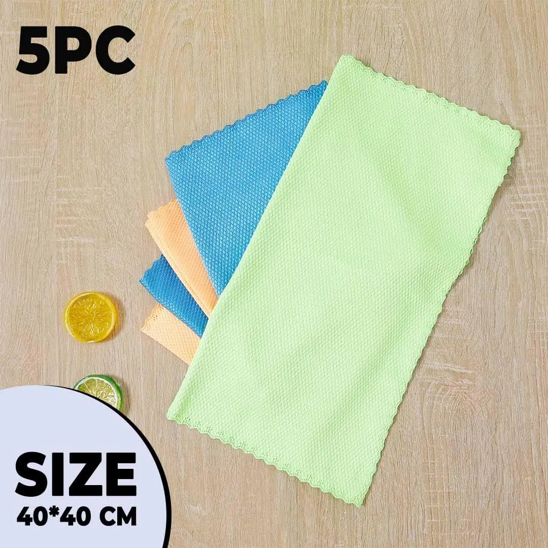 Kuber Industries Pack of 5 Scrubber for Kitchen|Multi-Purpose Microfiber Kitchen Cleaning Cloth with Fish Scales|Glass Cleaning Cloth|Polishing & Scrubbing|Scratcher & Lint Free |YLG4041|Multicolor