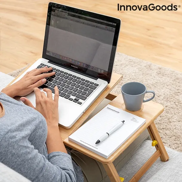 Laptop table "Lapwood" made of bamboo - Adjustable side table for storage
