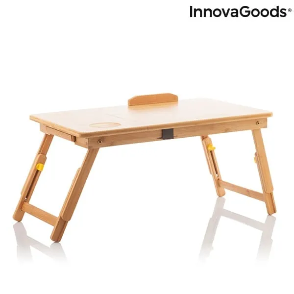 Laptop table "Lapwood" made of bamboo - Adjustable side table for storage