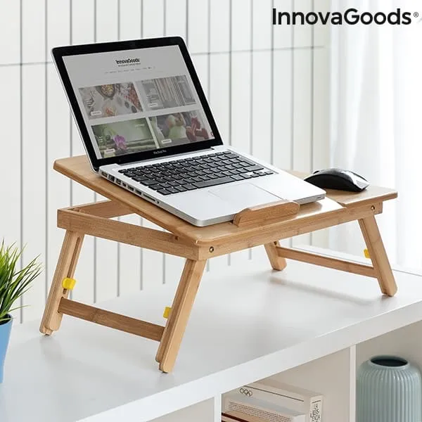 Laptop table "Lapwood" made of bamboo - Adjustable side table for storage