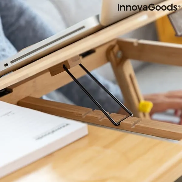 Laptop table "Lapwood" made of bamboo - Adjustable side table for storage
