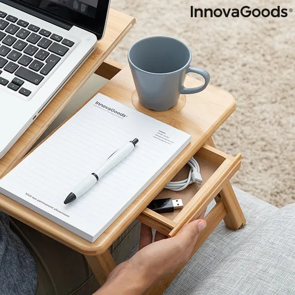 Laptop table "Lapwood" made of bamboo - Adjustable side table for storage
