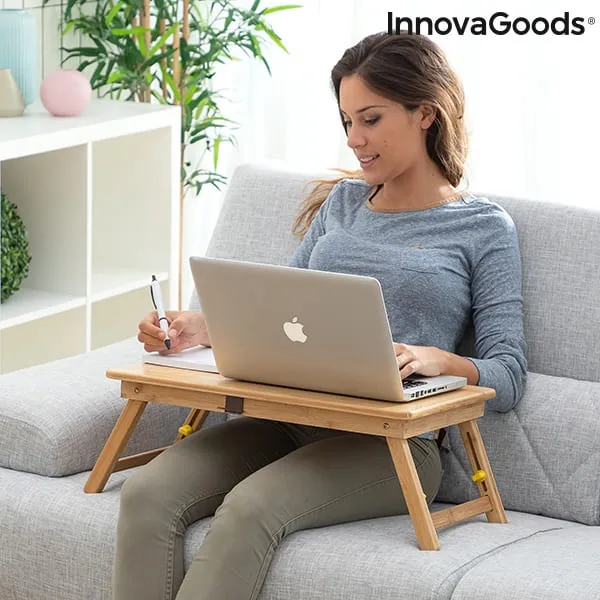 Laptop table "Lapwood" made of bamboo - Adjustable side table for storage