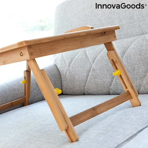Laptop table "Lapwood" made of bamboo - Adjustable side table for storage