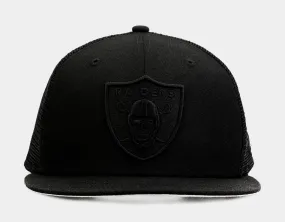Las Vegas Raiders Blackout 9Fifty Trucker Mens Hat (Black)