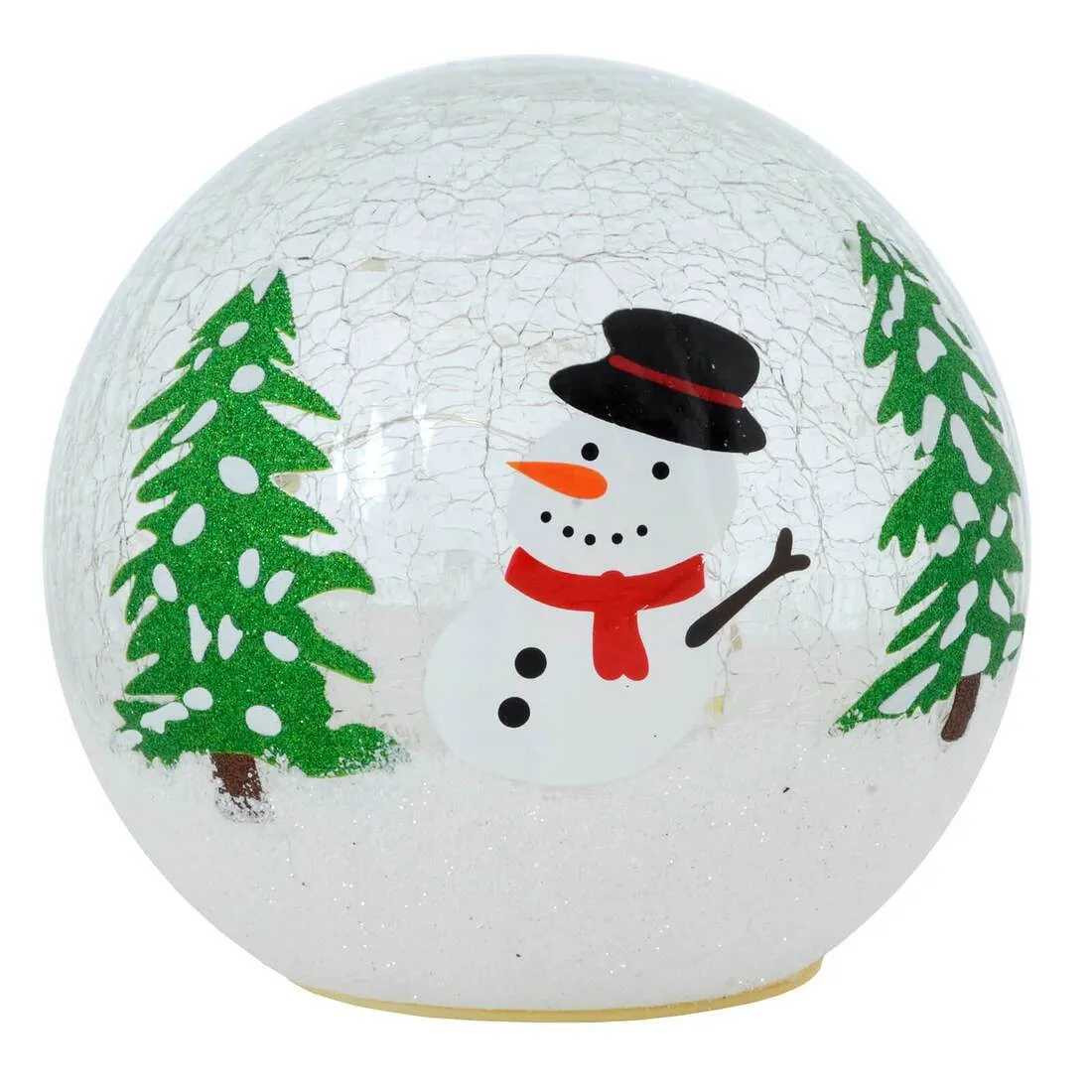 Light Up Crackle Ball Christmas Decoration LED Ornament 15cm