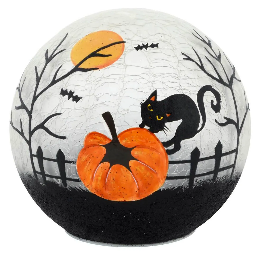Light Up Crackle Ball Halloween Decoration LED Ornament 15cm