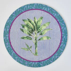 Lisa Corti Banano Pervinch round cork-backed placemat - 34cm