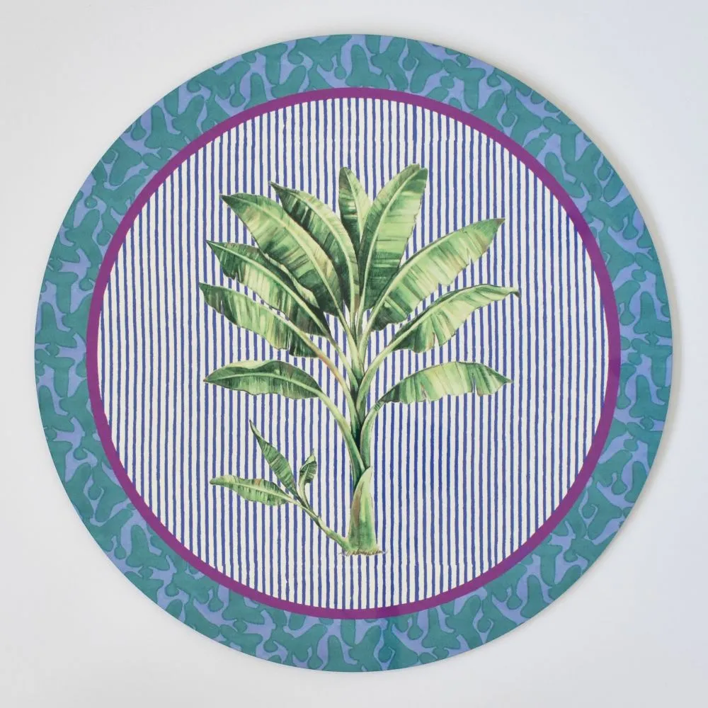Lisa Corti Banano Pervinch round cork-backed placemat - 34cm