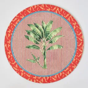Lisa Corti Banano Pink round cork-backed placemat - 34cm