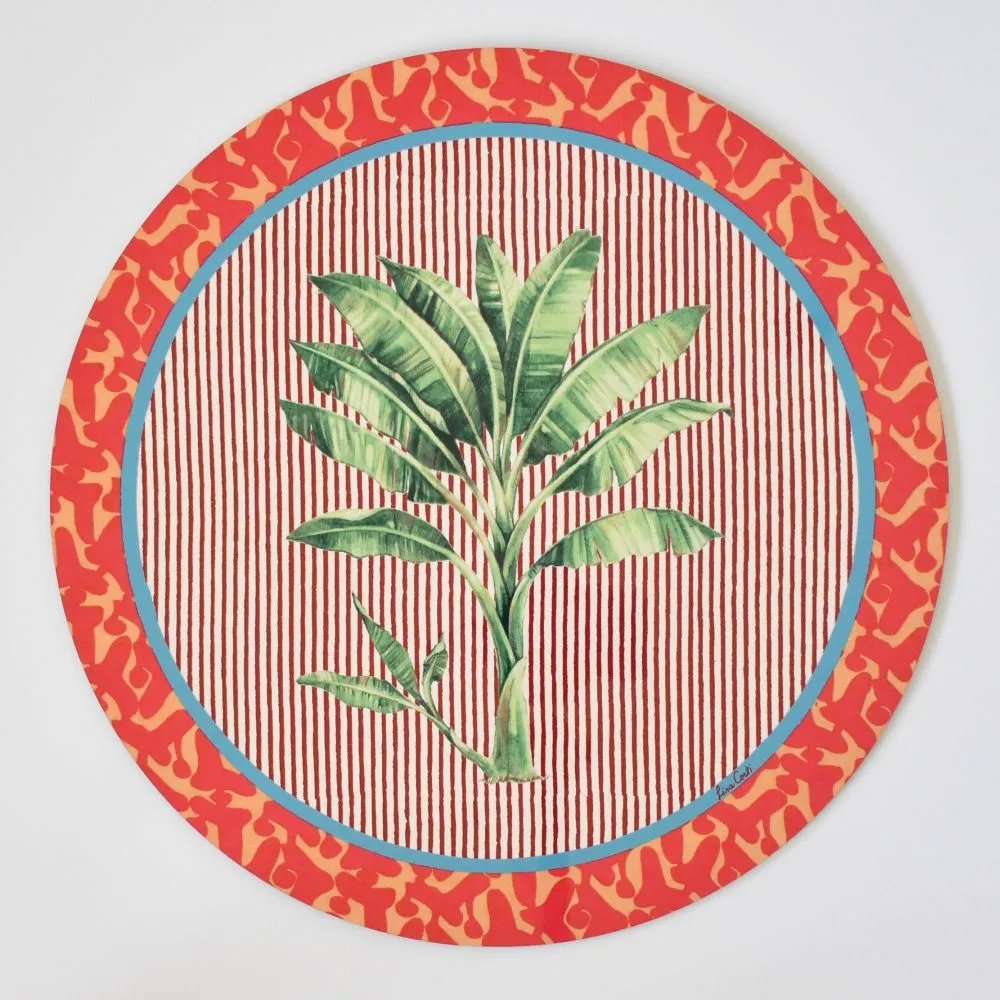 Lisa Corti Banano Pink round cork-backed placemat - 34cm