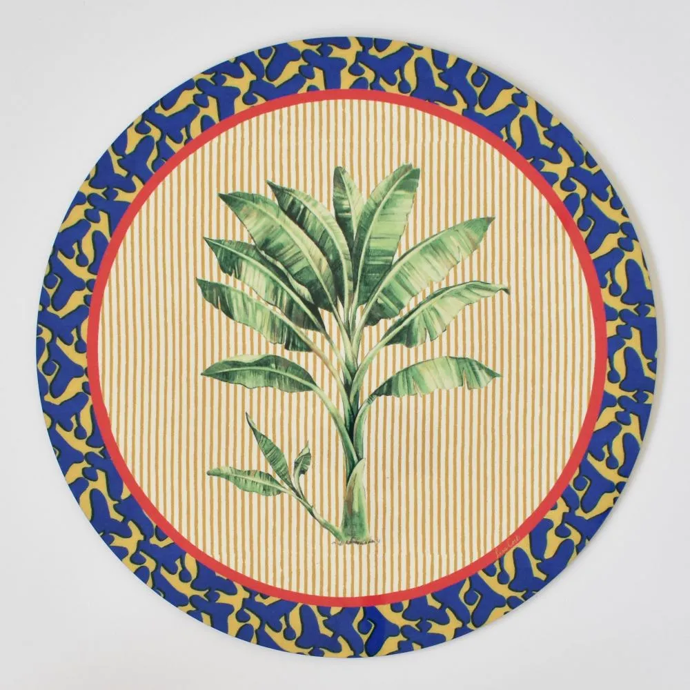 Lisa Corti Banano Yellow round cork-backed placemat - 34cm
