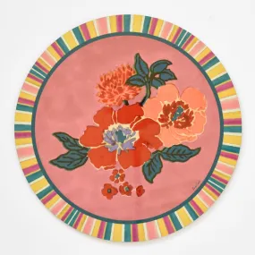 Lisa Corti Dandelion Old Pink round cork-backed placemat - 34cm