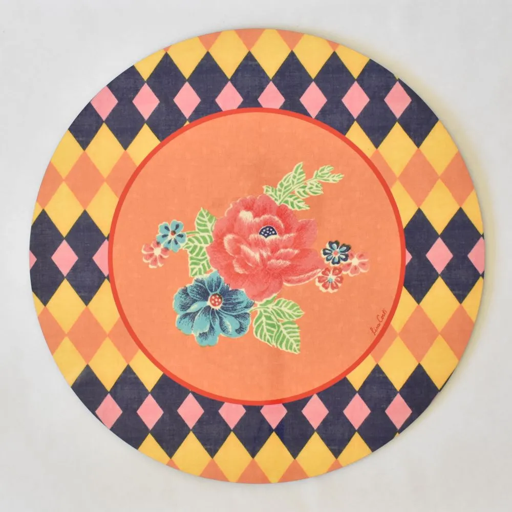 Lisa Corti Losanga Orange round cork-backed placemat - 34cm