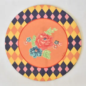Lisa Corti Losanga Orange round cork-backed placemat - 34cm