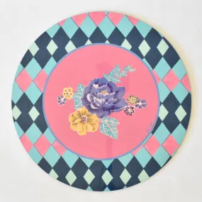 Lisa Corti Losanga Pink round cork-backed placemat - 34cm