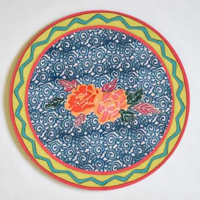 Lisa Corti Small Spiral Royal Blue round cork-backed placemat - 34cm