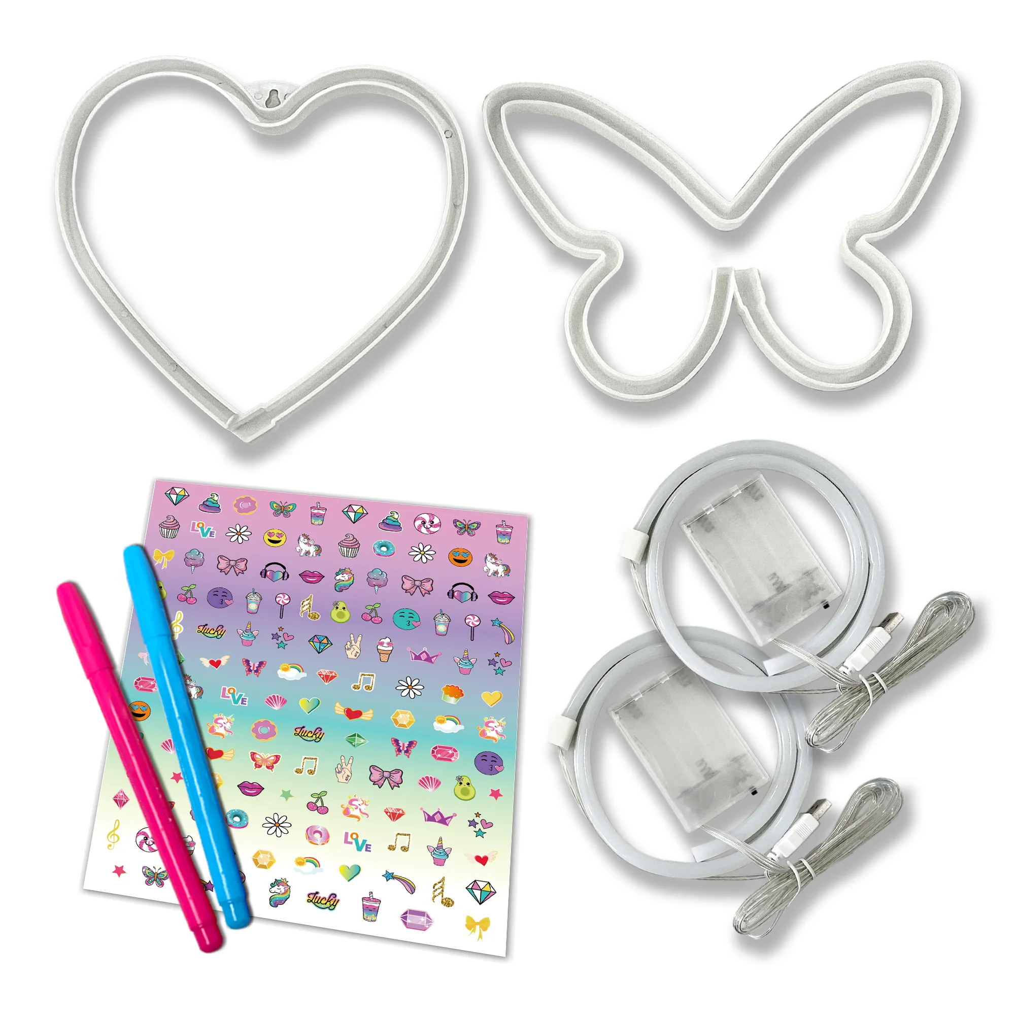 LumiGlow DIY Room Lights - Heart, Butterfly and Neon Lights