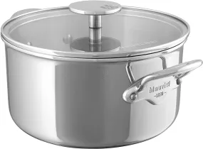 Mauviel M'Cook Stainless Steel Casserole Dish W/Glass Lid, 7.8 Inch