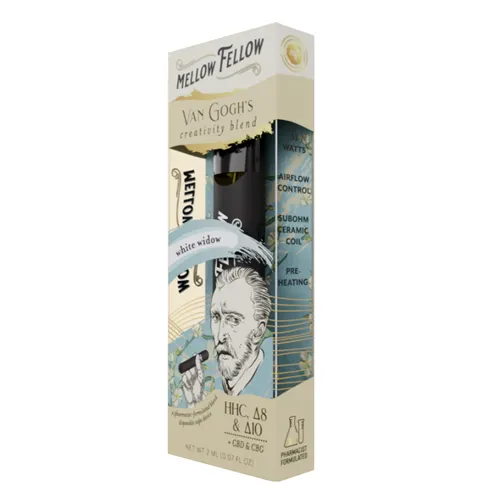 Mellow Fellow Van Gogh's Creativity Blend White Widow HHC, D8, CBD, CBG, D10 2mL Disposable Vape - 1PC