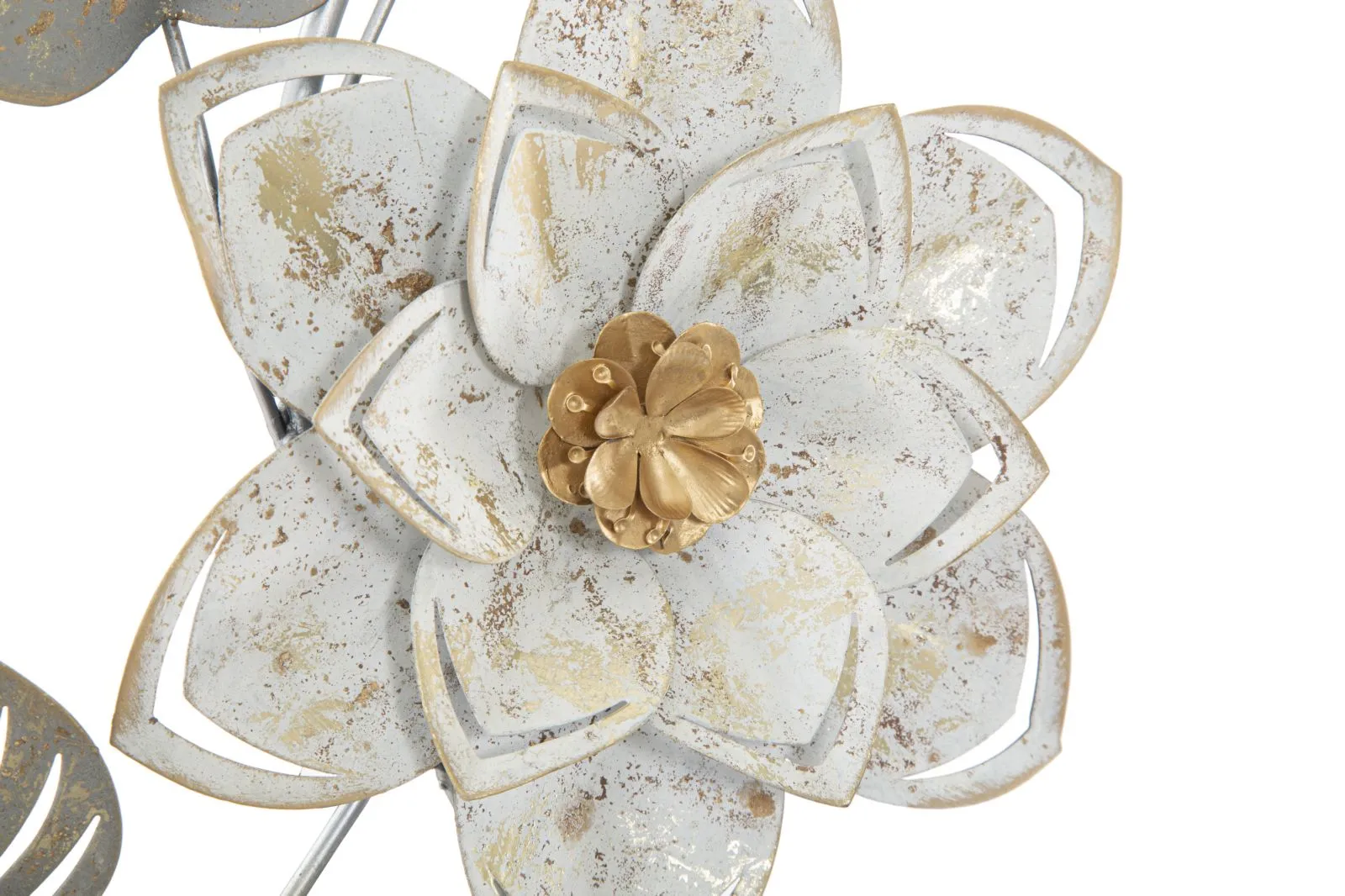 Metal Flower Wall Decor (Silver White & Gold)