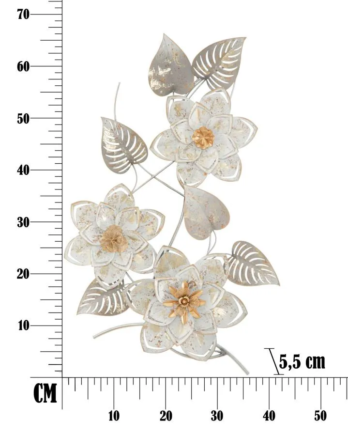 Metal Flower Wall Decor (Silver White & Gold)